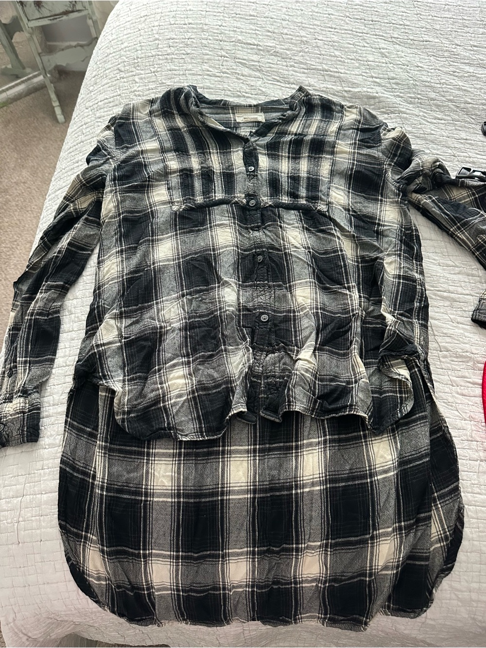 Denim & Supply Ralph Lauren Black and White Plaid Button-Front Blouse